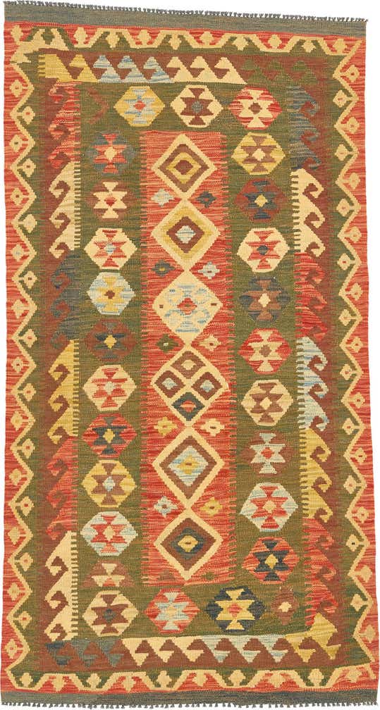 105cm x 195cm Hand Woven Kilim Maymana Wool Rug