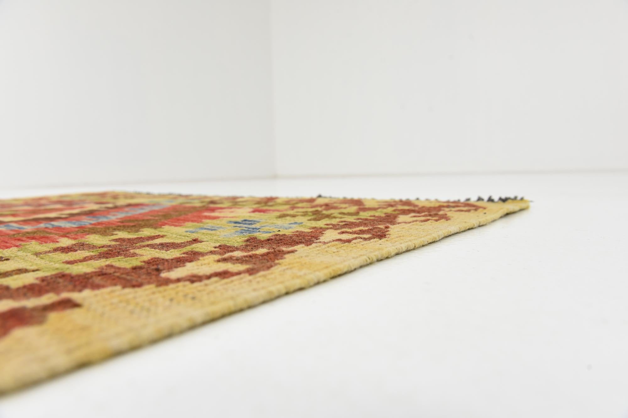 3' 4 x 6' 4 Hand Woven Kilim Maymana Wool Rug