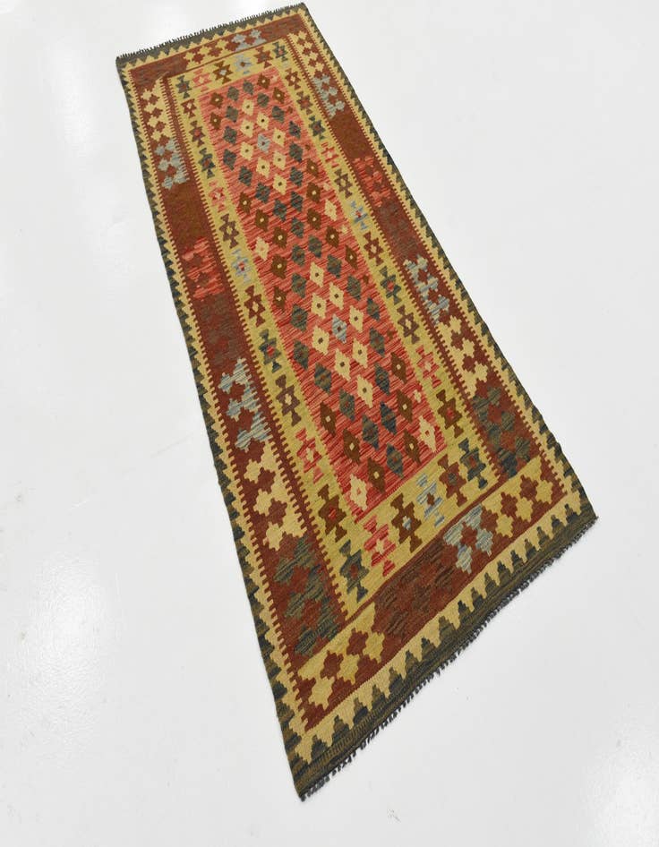 Detail image of 3' 2 x 6' 6  Hand Woven Kilim Maymana Wool Rug