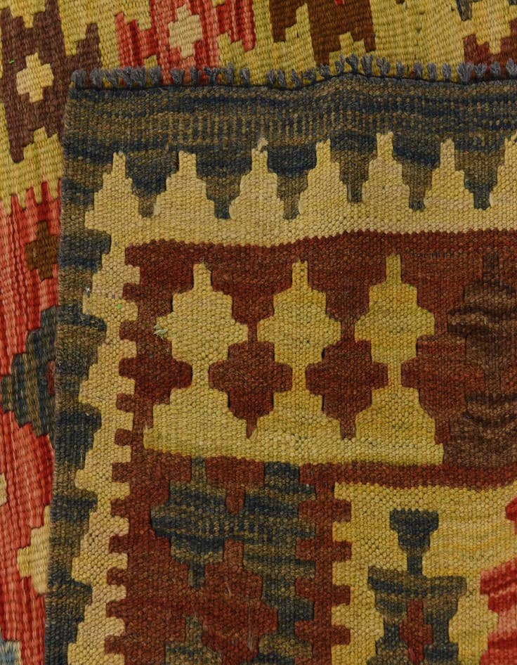 Detail image of 3' 2 x 6' 6  Hand Woven Kilim Maymana Wool Rug