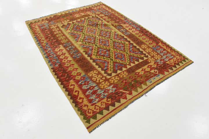 145cm x 195cm Hand Woven Kilim Maymana Wool Rug