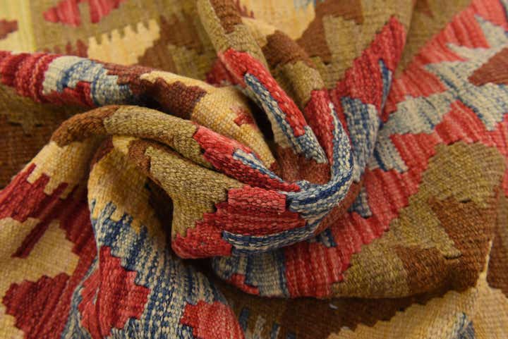 3' 3 x 6' 5 Hand Woven Kilim Maymana Wool Rug