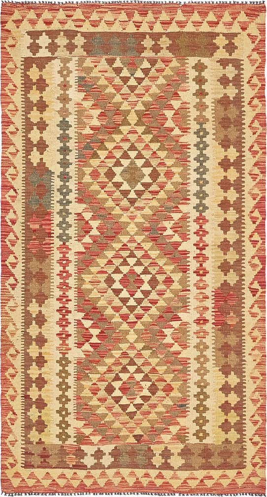3' 6 x 6' 6 Hand Woven Kilim Maymana Wool Rug