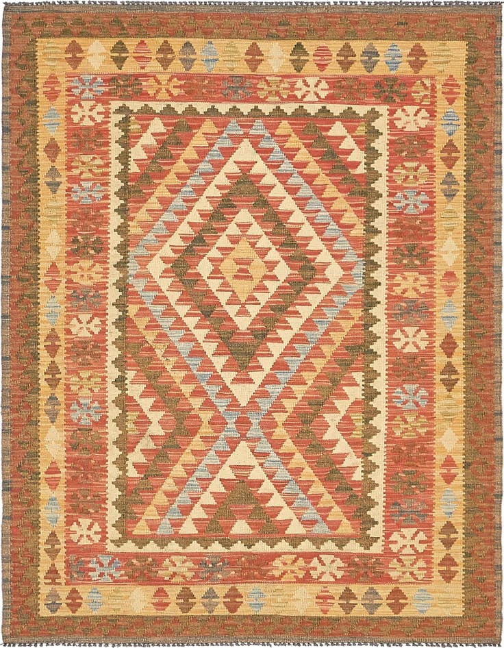 Detail image of 3' 7 x 6' 5 Hand Woven Kilim Maymana Wool Rug