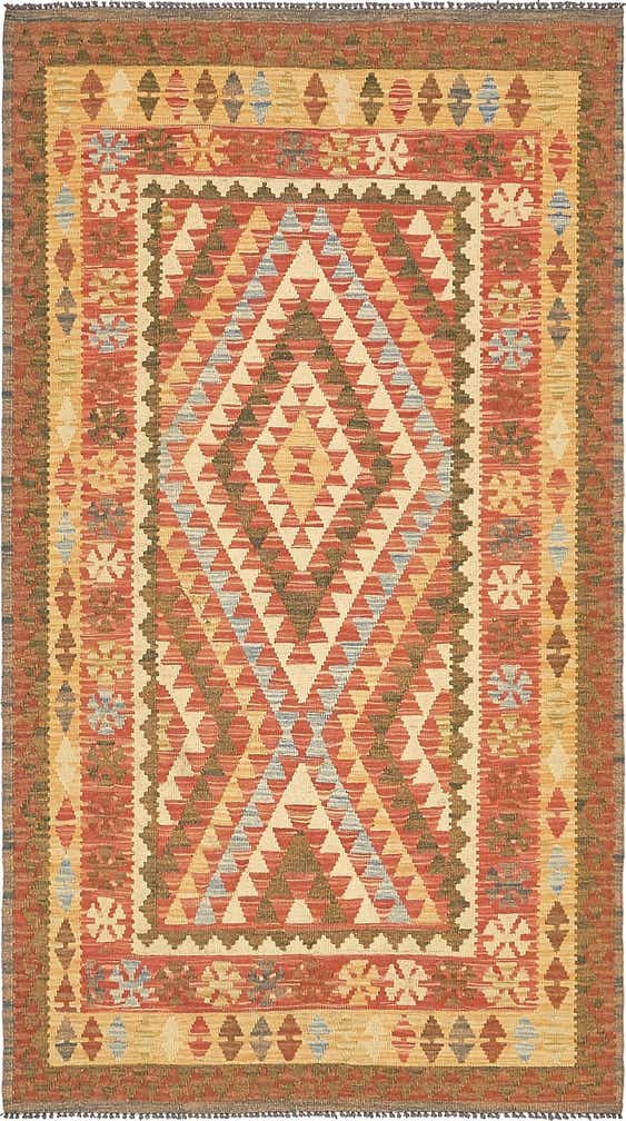 3' 7 x 6' 5 Hand Woven Kilim Maymana Wool Rug