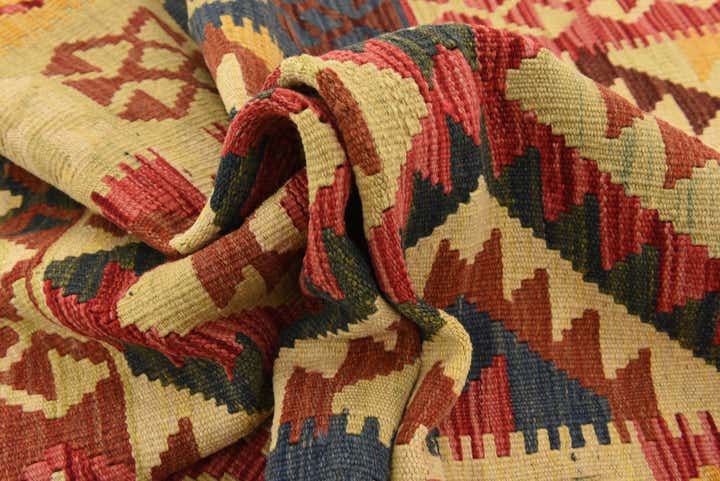 3' 4 x 6' 3 Hand Woven Kilim Maymana Wool Rug