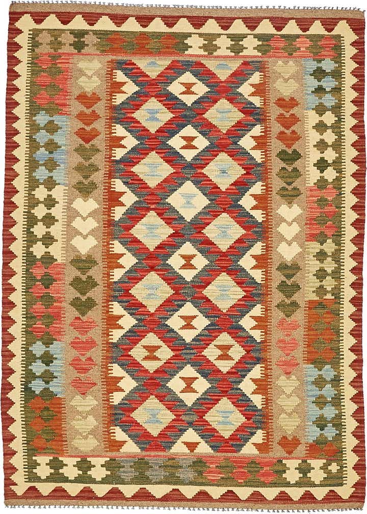 3' 7 x 6' 9 Hand Woven Kilim Maymana Wool Rug
