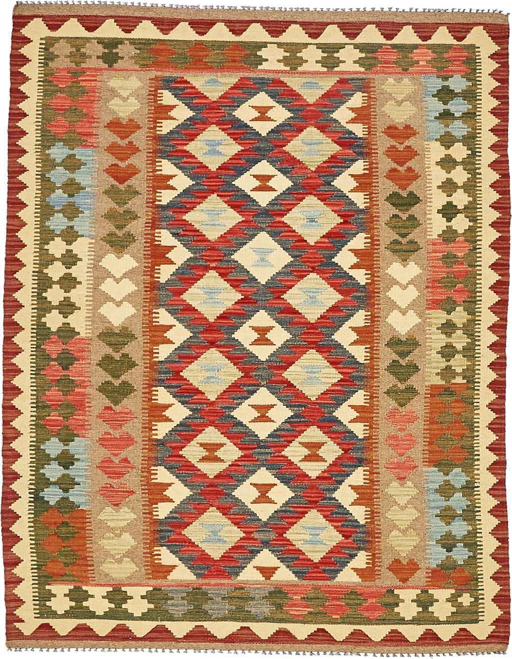 3' 7 x 6' 9 Hand Woven Kilim Maymana Wool Rug