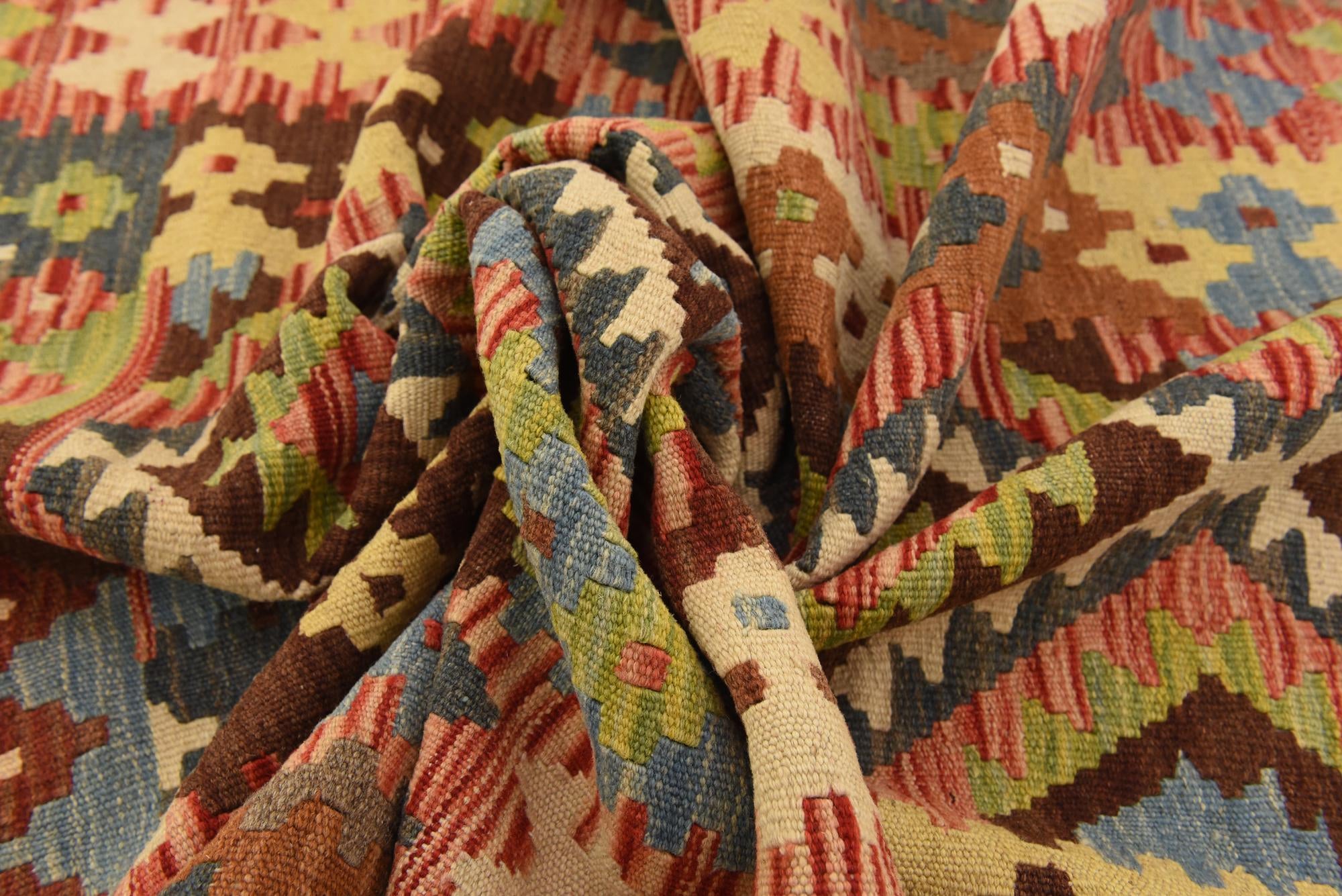 3' 3 x 6' 3 Hand Woven Kilim Maymana Wool Rug