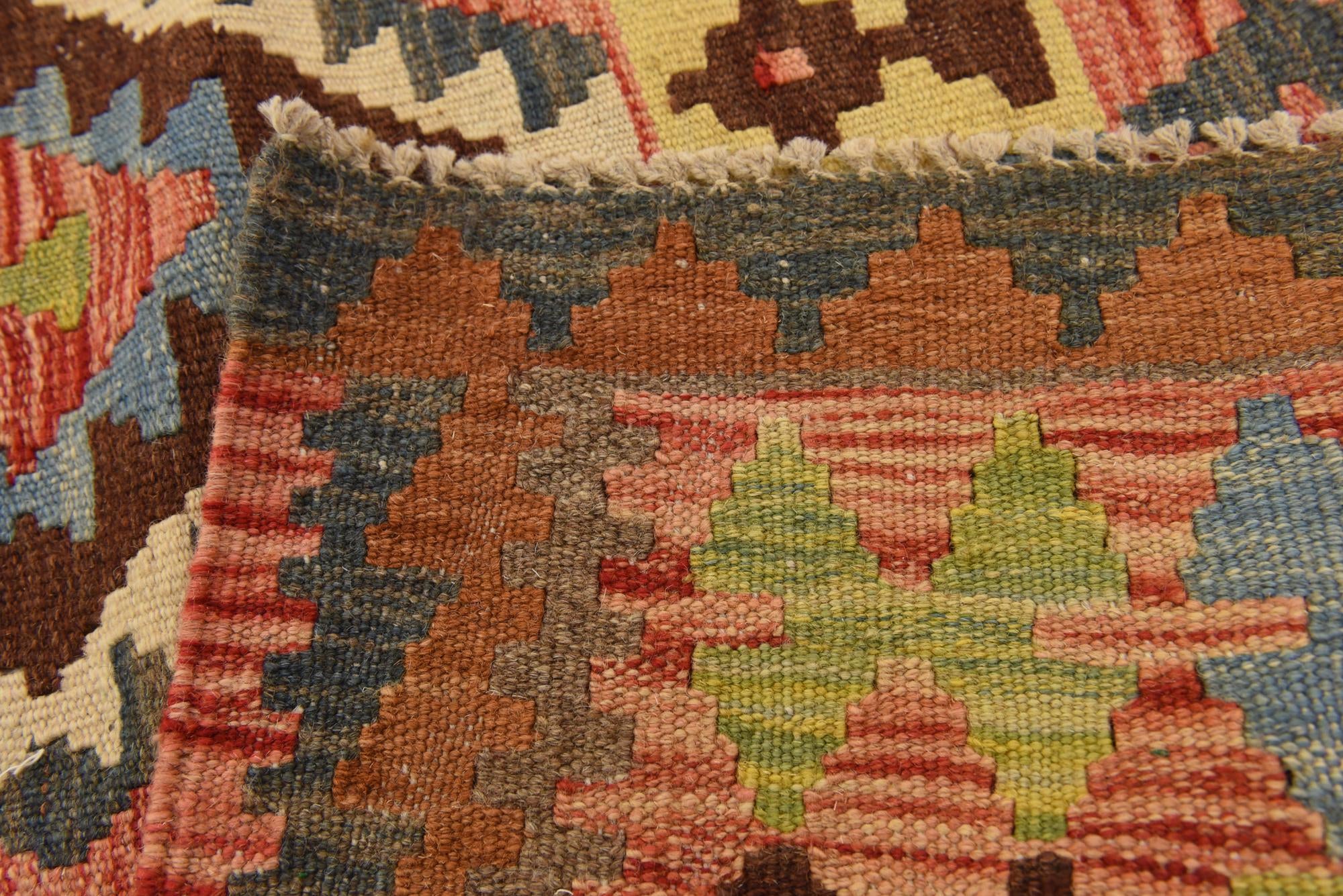 3' 3 x 6' 3 Hand Woven Kilim Maymana Wool Rug