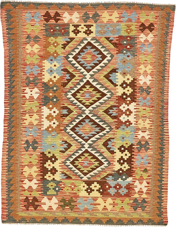Detail image of 3' 3 x 6' 3 Hand Woven Kilim Maymana Wool Rug