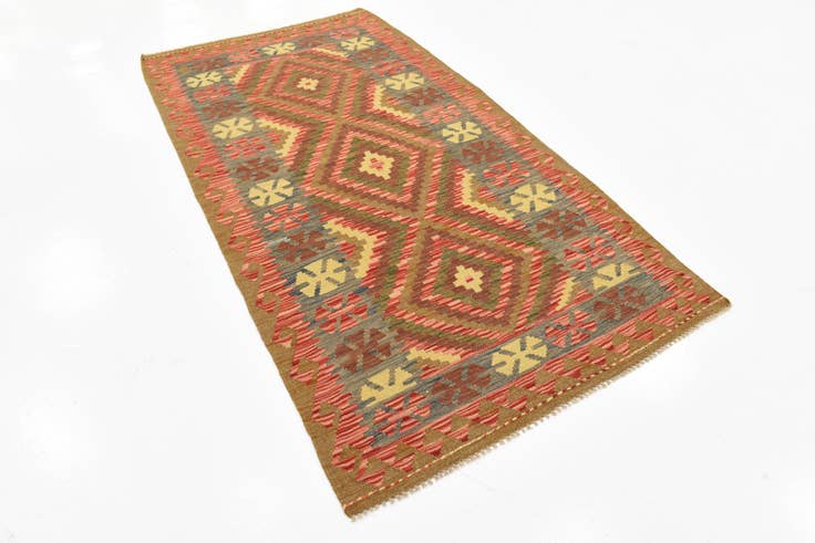 Detail image of 3' 7 x 6' 8 Hand Woven Kilim Maymana Wool Rug