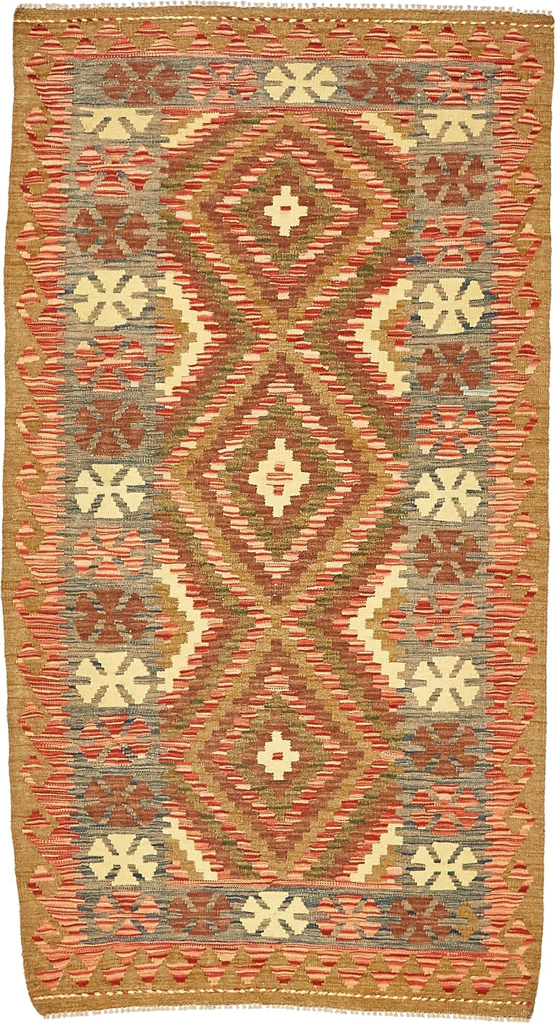 3' 7 x 6' 8 Hand Woven Kilim Maymana Wool Rug