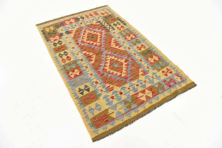 3' 3 x 5' Hand Woven Kilim Maymana Wool Rug