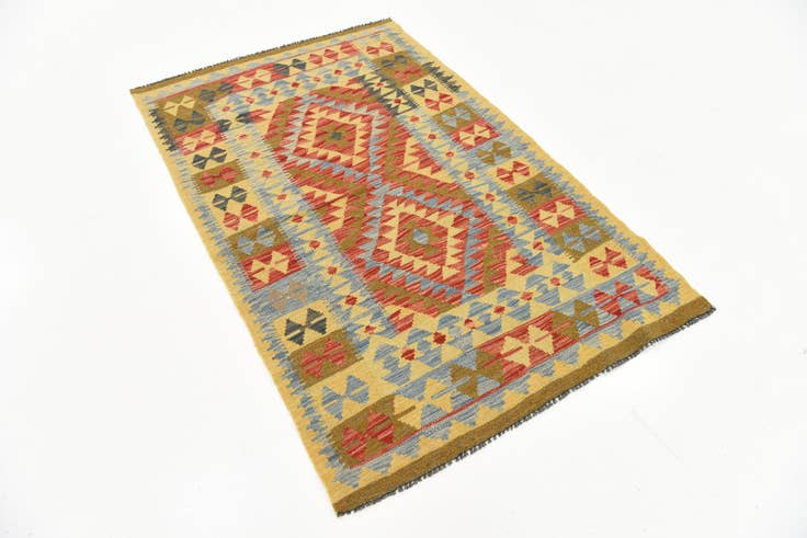 Detail image of 3' 3 x 5' Hand Woven Kilim Maymana Wool Rug