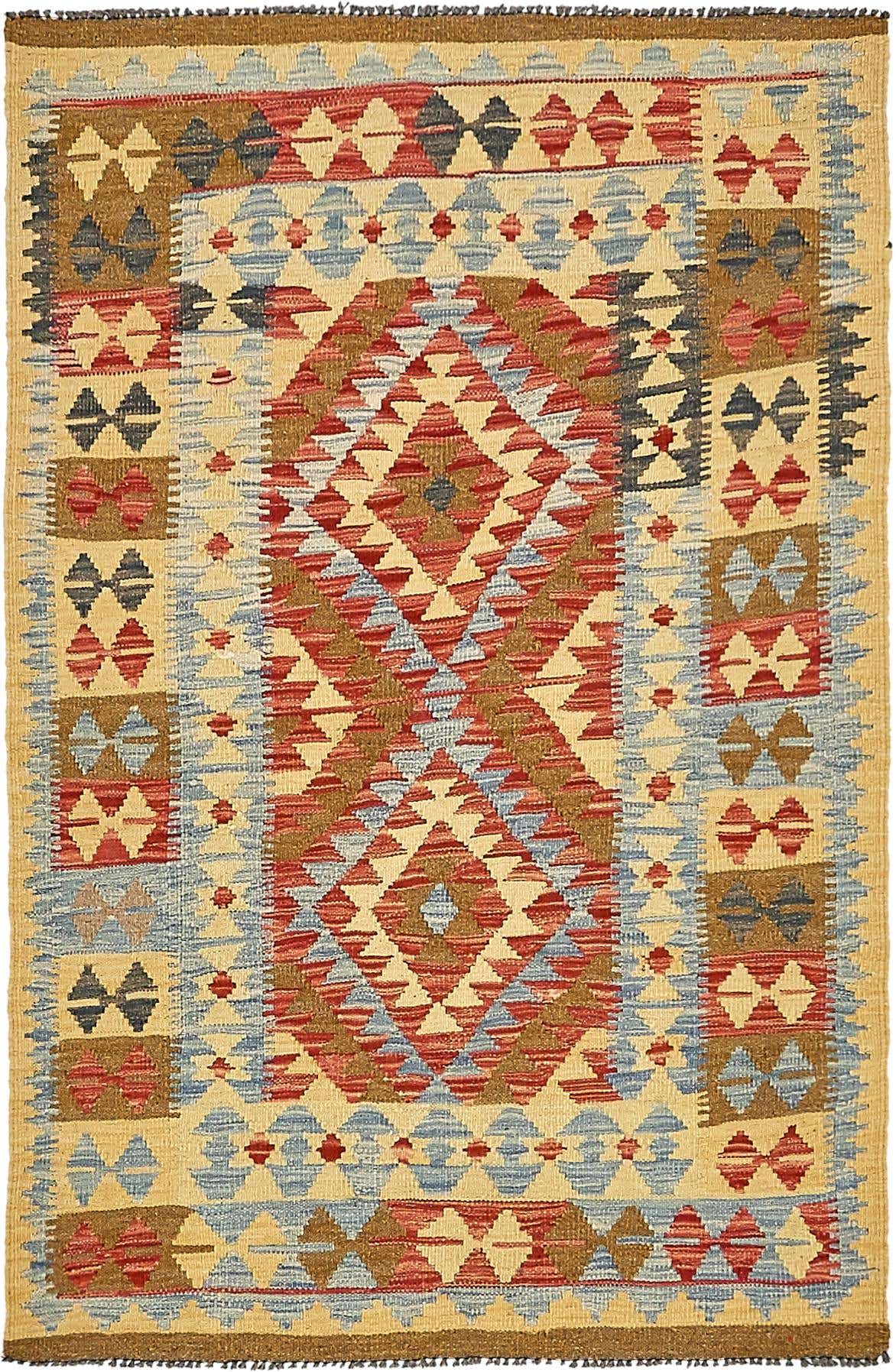 3' 3 x 5' Hand Woven Kilim Maymana Wool Rug