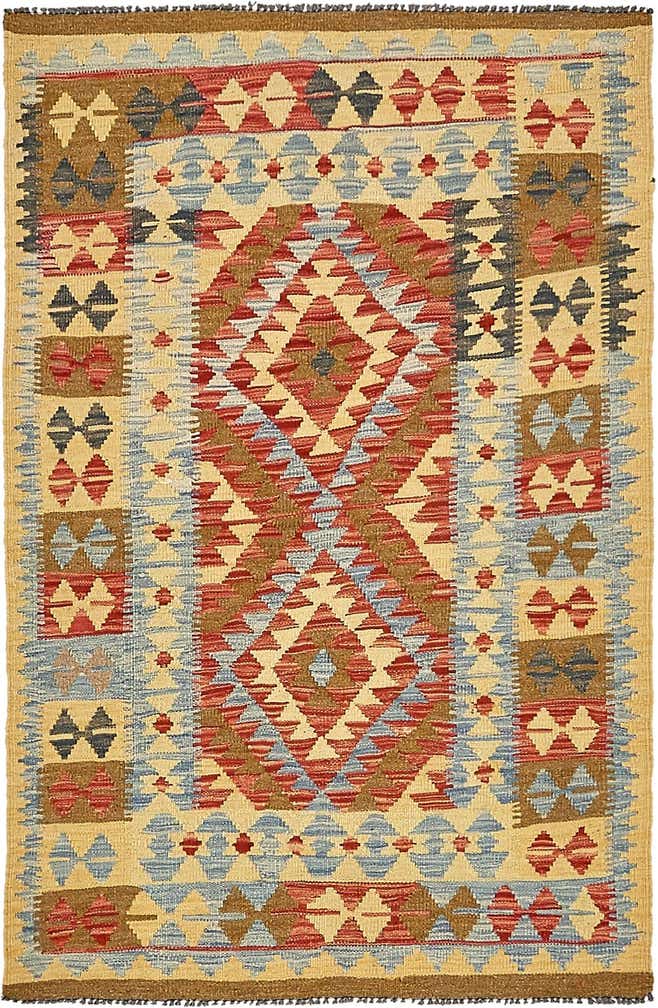 3' 3 x 5' Hand Woven Kilim Maymana Wool Rug