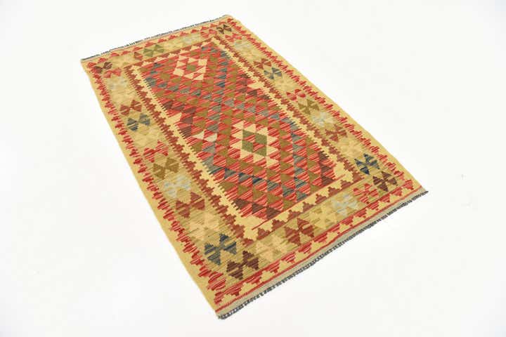 3' 2 x 5' Hand Woven Kilim Maymana Wool Rug