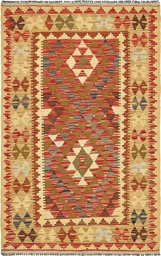 3' 2 x 5' Hand Woven Kilim Maymana Wool Rug