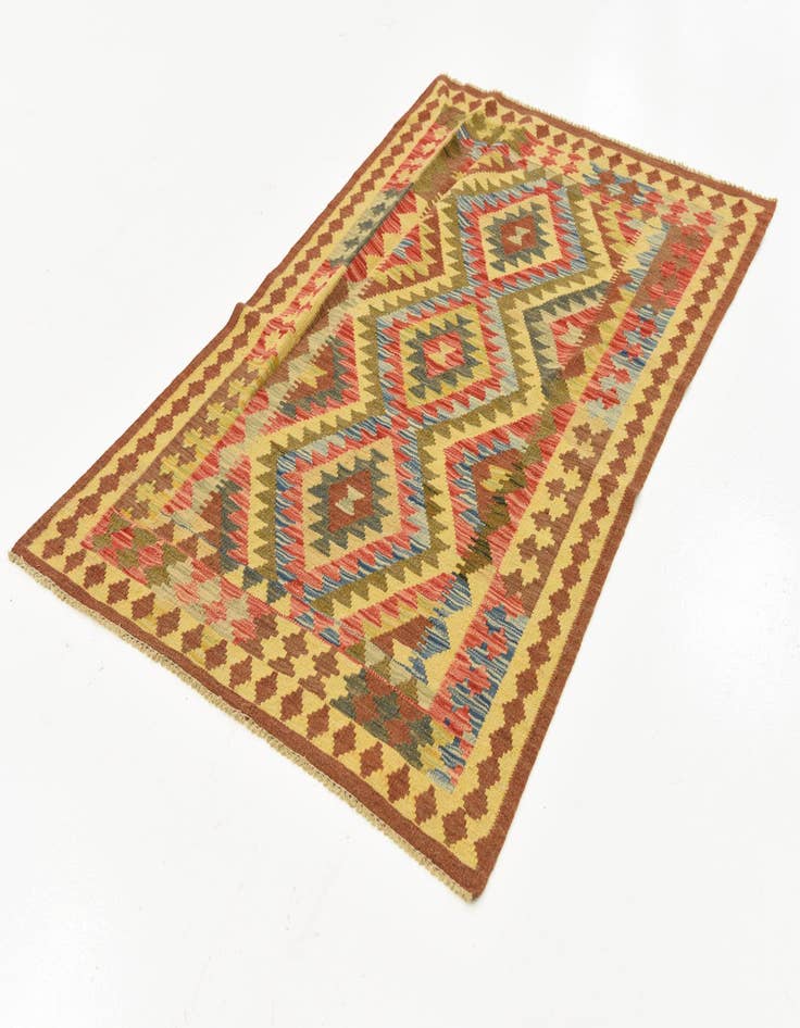 Detail image of 3' 2 x 5'  Hand Woven Kilim Maymana Wool Rug