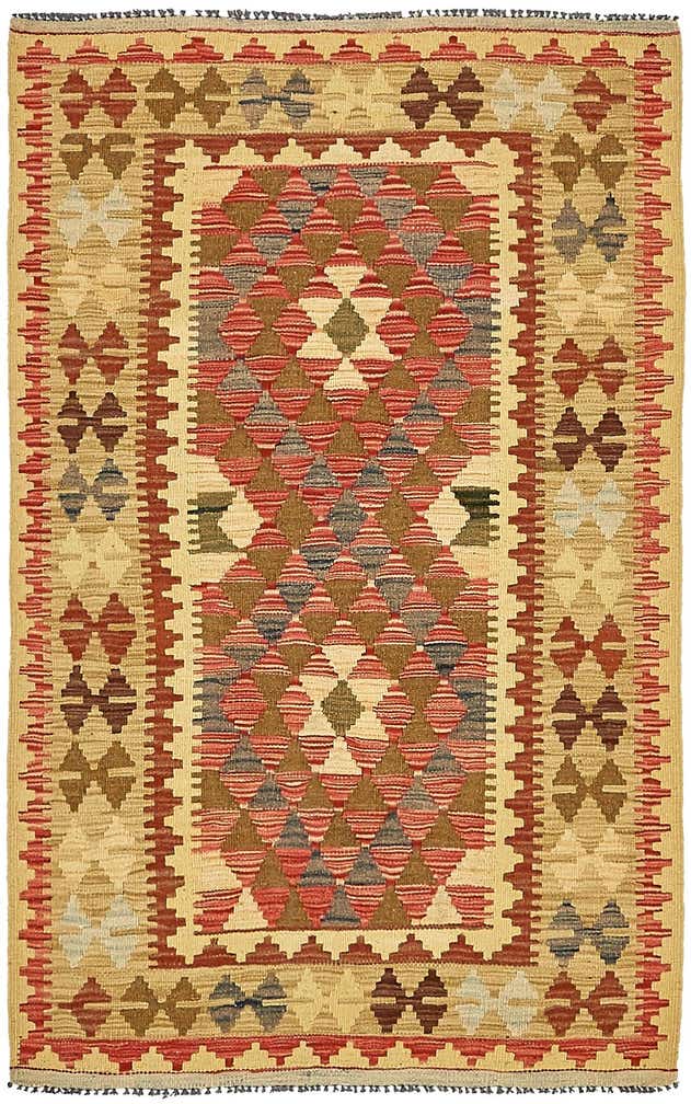 3' 3 x 5' Hand Woven Kilim Maymana Wool Rug