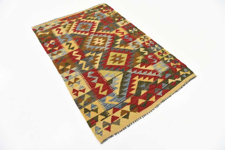 3' 2 x 5' Hand Woven Kilim Maymana Wool Rug
