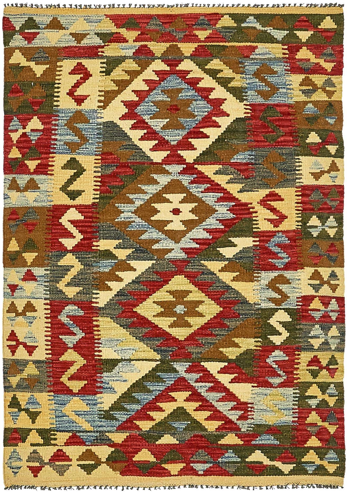 3' 2 x 5' Hand Woven Kilim Maymana Wool Rug