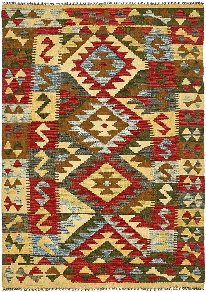3' 2 x 5' Hand Woven Kilim Maymana Wool Rug