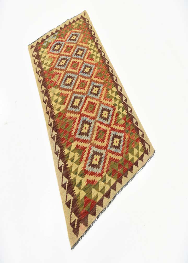 2' 11 x 4' 10 Hand Woven Kilim Maymana Wool Rug