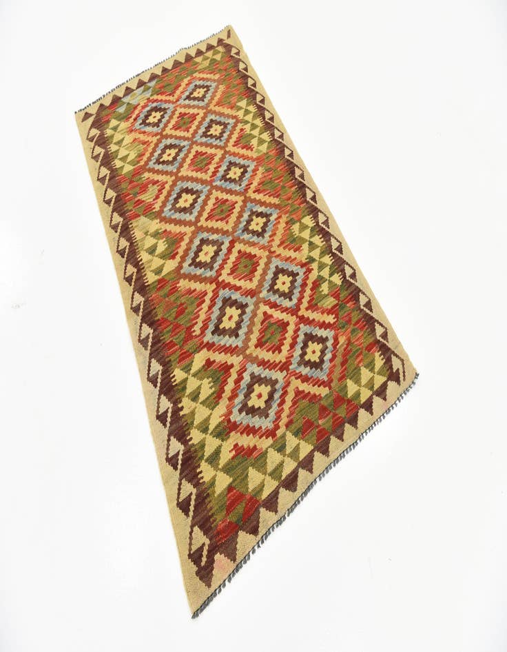 Detail image of 2' 11 x 4' 10 Hand Woven Kilim Maymana Wool Rug
