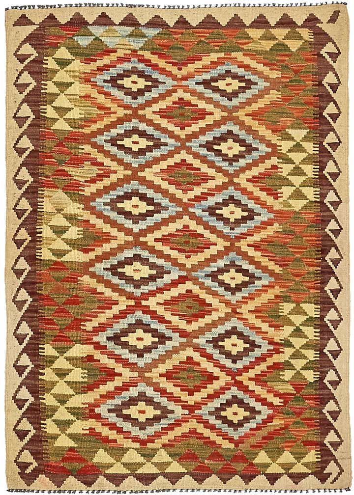 2' 11 x 4' 10 Hand Woven Kilim Maymana Wool Rug
