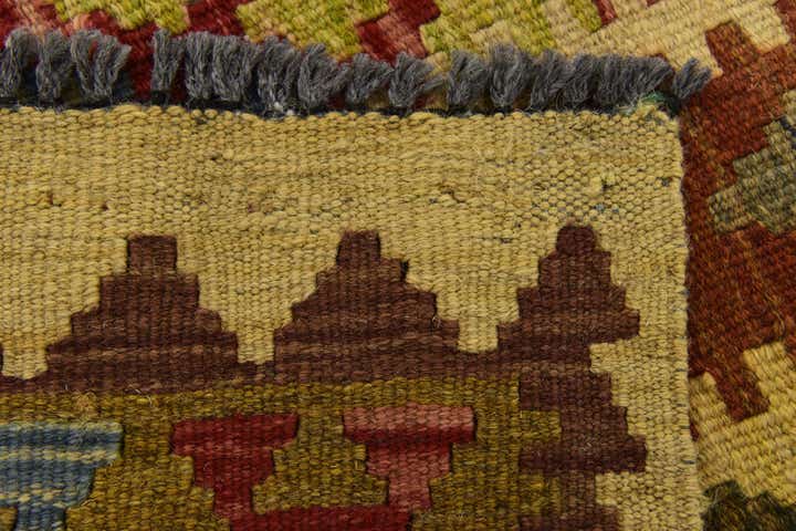 3' 8 x 6' 2 Hand Woven Kilim Maymana Wool Rug