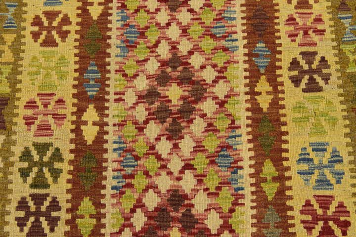 3' 8 x 6' 2 Hand Woven Kilim Maymana Wool Rug