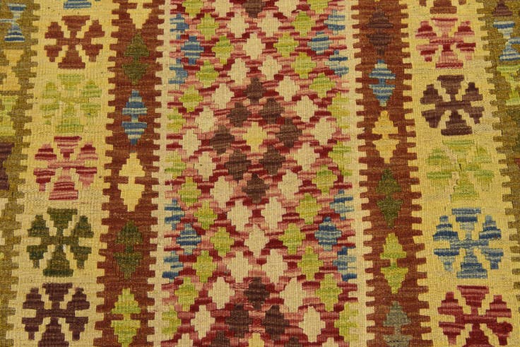 Detail image of 3' 8 x 6' 2 Hand Woven Kilim Maymana Wool Rug
