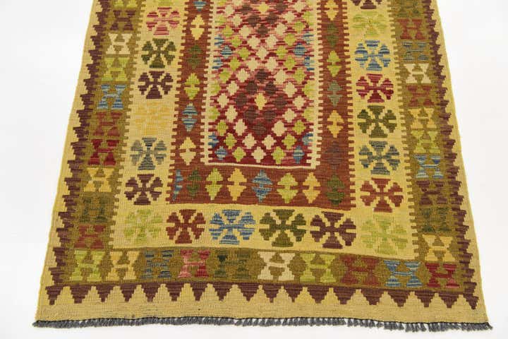 3' 8 x 6' 2 Hand Woven Kilim Maymana Wool Rug