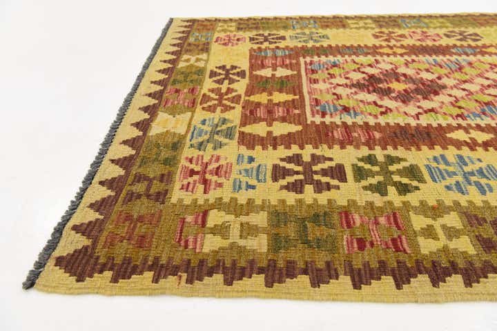 3' 8 x 6' 2 Hand Woven Kilim Maymana Wool Rug