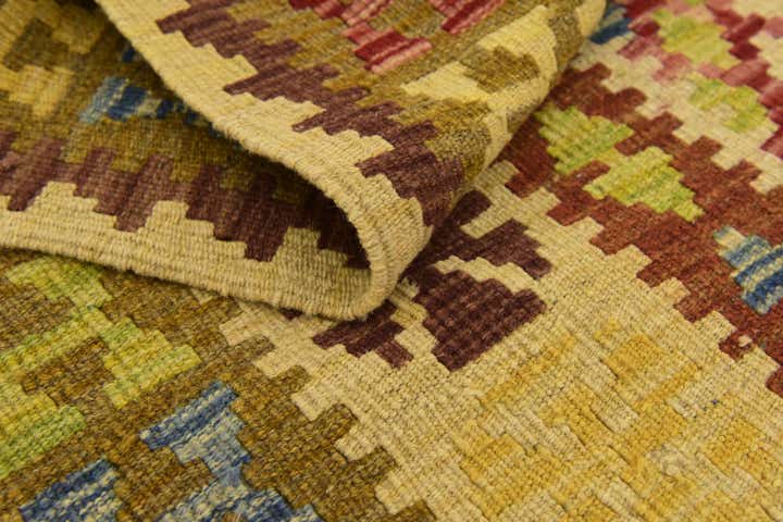 3' 8 x 6' 2 Hand Woven Kilim Maymana Wool Rug