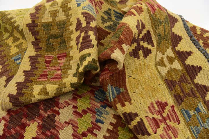 3' 8 x 6' 2 Hand Woven Kilim Maymana Wool Rug