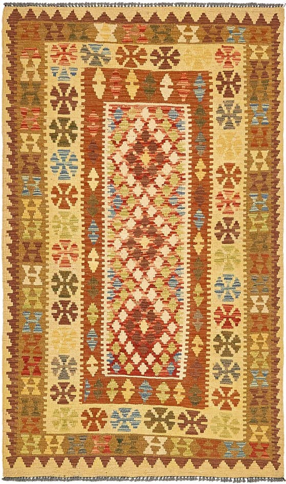 Detail image of 3' 8 x 6' 2 Hand Woven Kilim Maymana Wool Rug