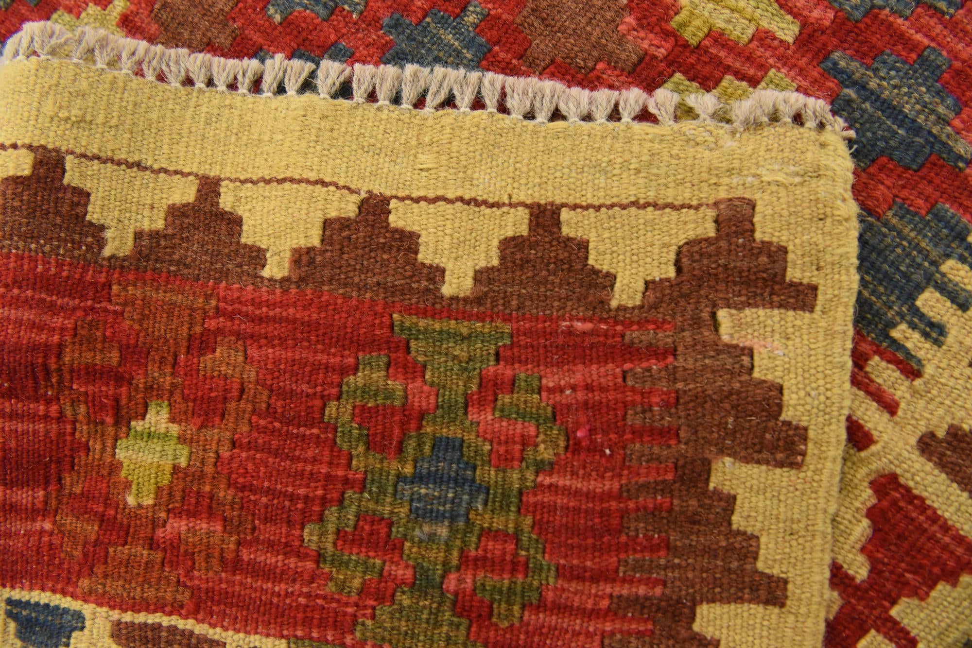 3' 3 x 6' 3 Hand Woven Kilim Maymana Wool Rug