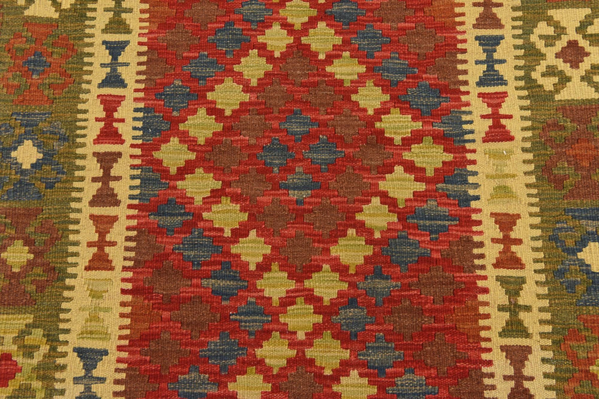 3' 3 x 6' 3 Hand Woven Kilim Maymana Wool Rug