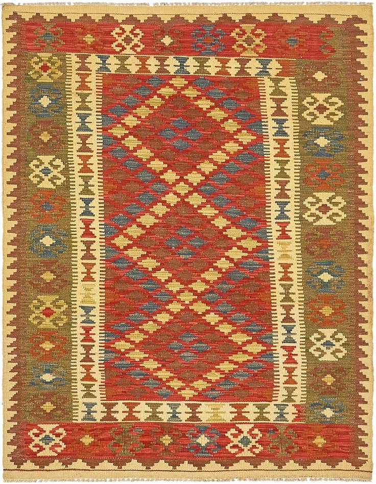 Detail image of 3' 3 x 6' 3 Hand Woven Kilim Maymana Wool Rug
