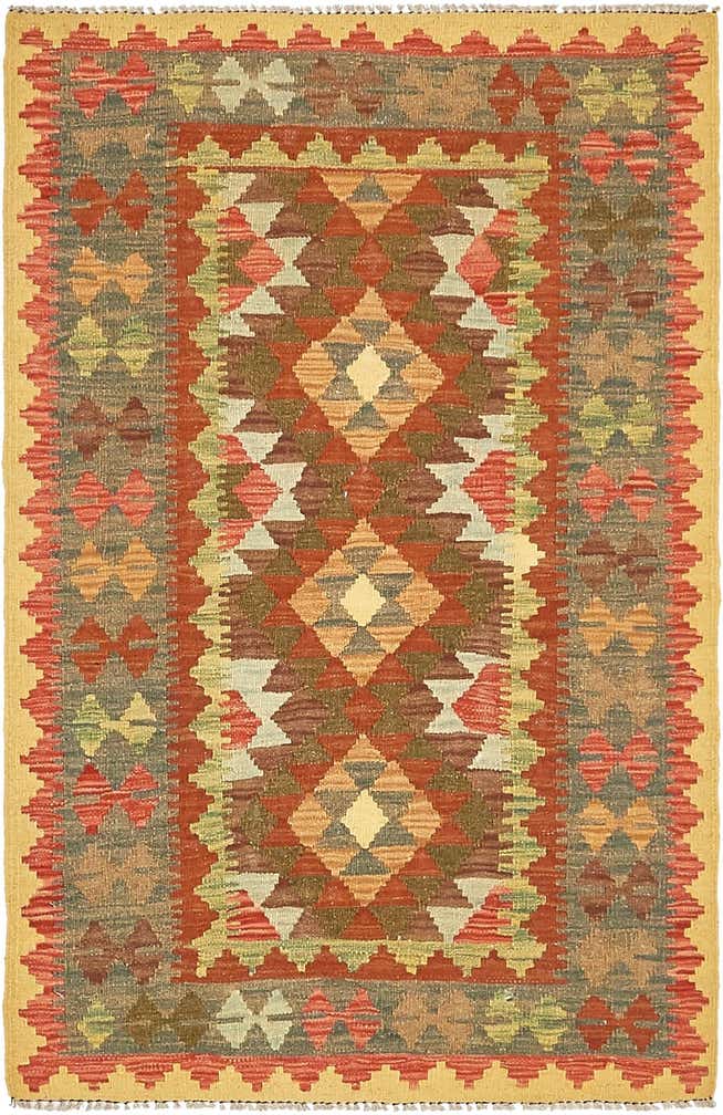3' 3 x 5' Hand Woven Kilim Maymana Wool Rug