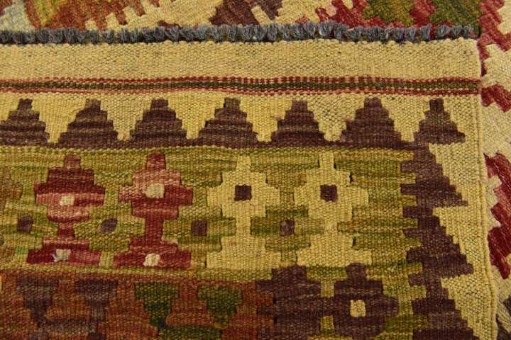 3' 4 x 5' 5 Hand Woven Kilim Maymana Wool Rug