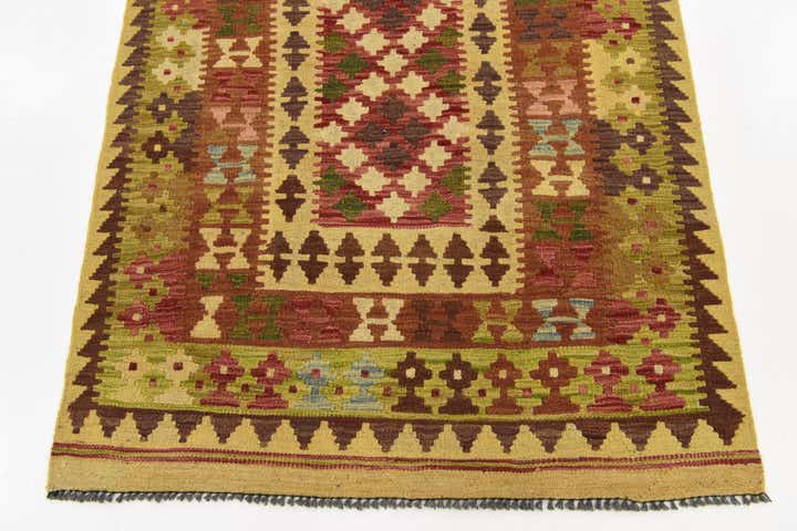 3' 4 x 5' 5 Hand Woven Kilim Maymana Wool Rug
