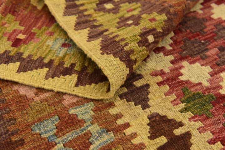 3' 4 x 5' 5 Hand Woven Kilim Maymana Wool Rug