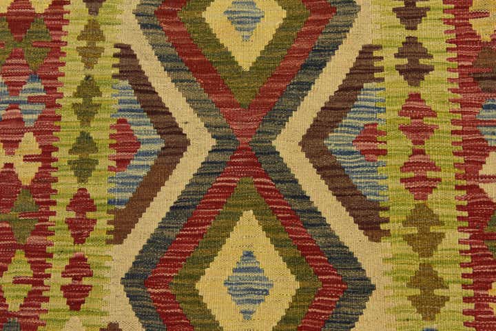3' 5 x 4' 10 Hand Woven Kilim Maymana Wool Rug