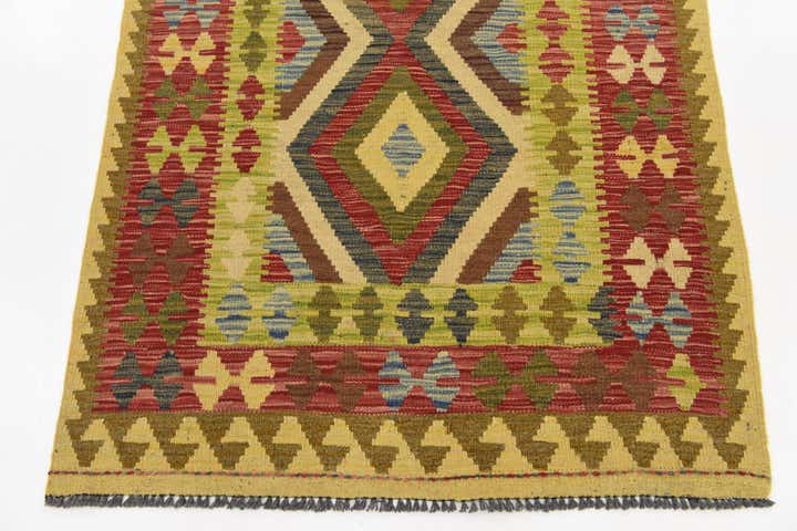 3' 5 x 4' 10 Hand Woven Kilim Maymana Wool Rug