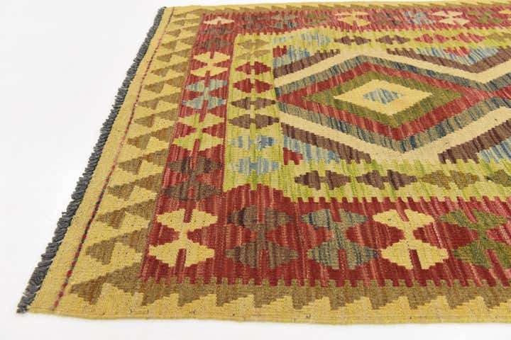 3' 5 x 4' 10 Hand Woven Kilim Maymana Wool Rug