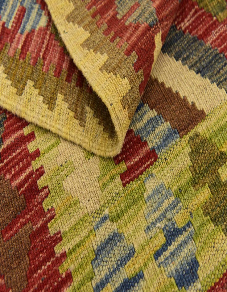 Detail image of 3' 5 x 4' 10  Hand Woven Kilim Maymana Wool Rug